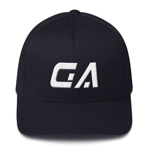 Georgia - Structured Twill Cap - White Embroidery - GA - Many Hat Color Options Available
