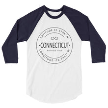 Connecticut - 3/4 Sleeve Raglan Shirt - Latitude & Longitude