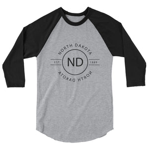 North Dakota - 3/4 Sleeve Raglan Shirt - Reflections