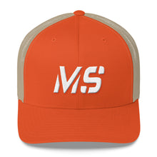 Mississippi - Mesh Back Trucker Cap - White Embroidery - MS - Many Hat Color Options Available