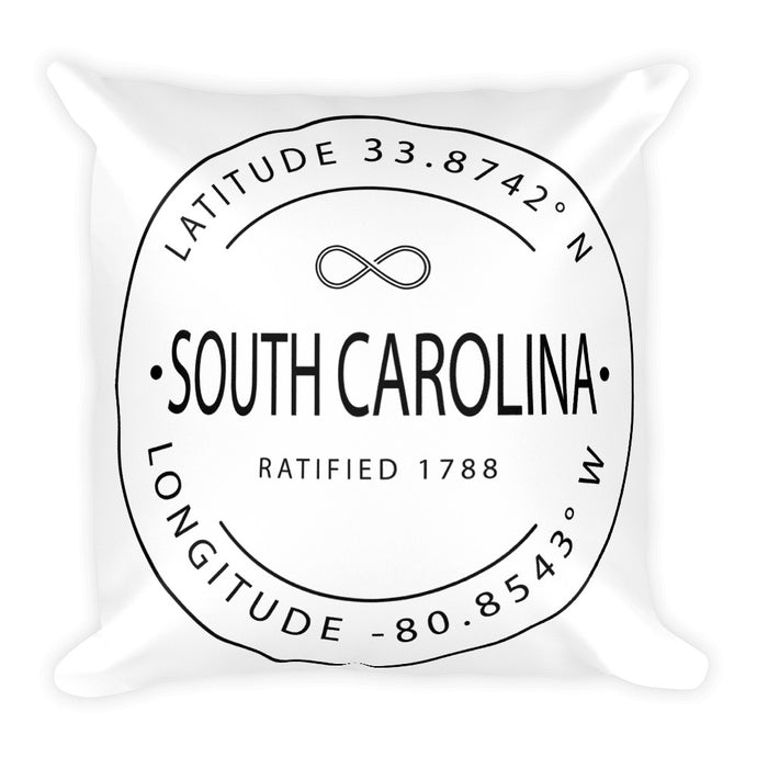 South Carolina - Throw Pillow - Latitude & Longitude