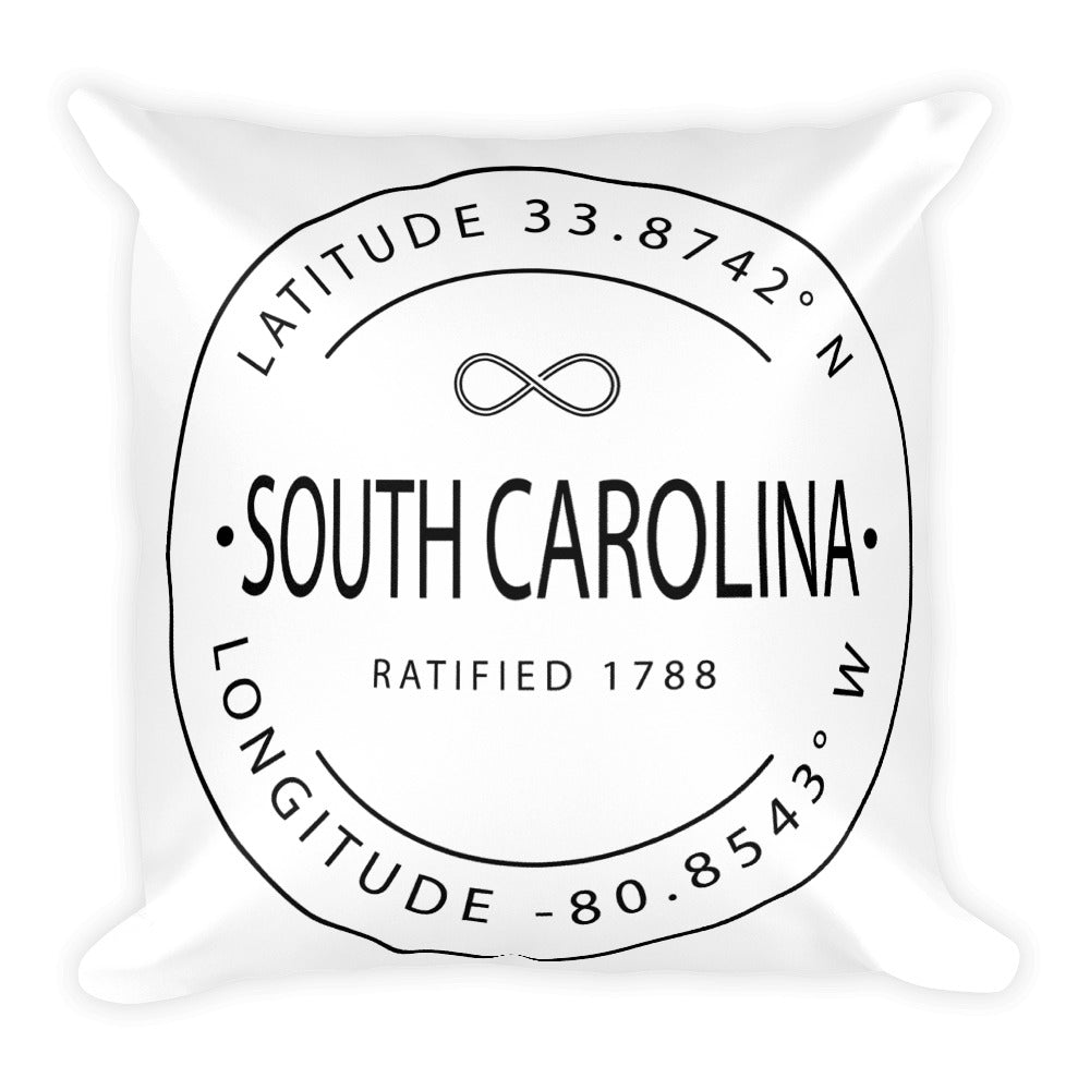 South Carolina - Throw Pillow - Latitude & Longitude