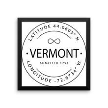 Vermont - Framed Print - Latitude & Longitude