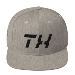Texas - Flat Brim Hat - Black Embroidery - TX - Many Hat Color Options Available