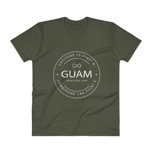 Guam - V-Neck T-Shirt - Latitude & Longitude