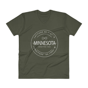 Minnesota - V-Neck T-Shirt - Latitude & Longitude