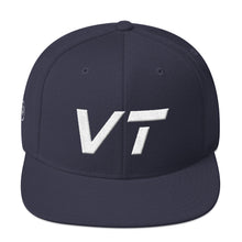 Vermont - Flat Brim Hat - White Embroidery - VT - Many Hat Color Options Available