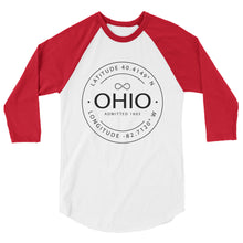 Ohio - 3/4 Sleeve Raglan Shirt - Latitude & Longitude