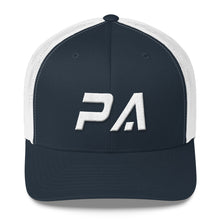 Pennsylvania - Mesh Back Trucker Cap - White Embroidery - PA - Many Hat Color Options Available