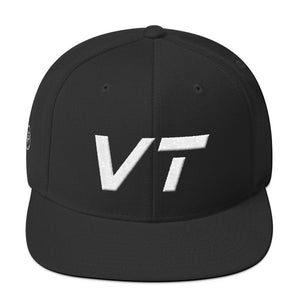 Vermont - Flat Brim Hat - White Embroidery - VT - Many Hat Color Options Available