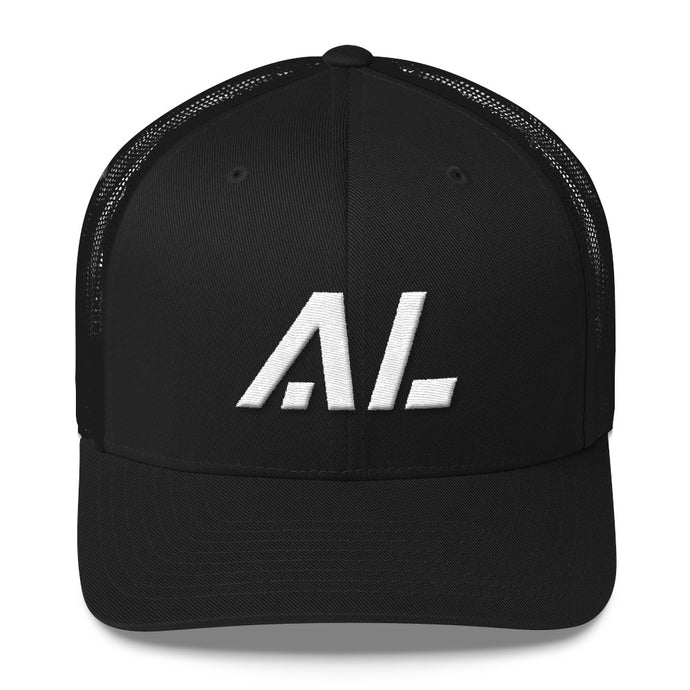 Alabama - Mesh Back Trucker Cap - White Embroidery - AL - Many Hat Color Options Available