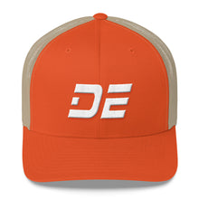 Delaware - Mesh Back Trucker Cap - White Embroidery - DE - Many Hat Color Options Available