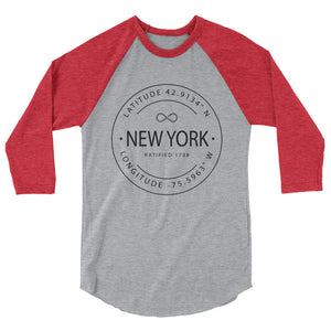 New York - 3/4 Sleeve Raglan Shirt - Latitude & Longitude