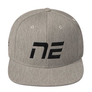 Nebraska - Flat Brim Hat - Black Embroidery - NE - Many Hat Color Options Available