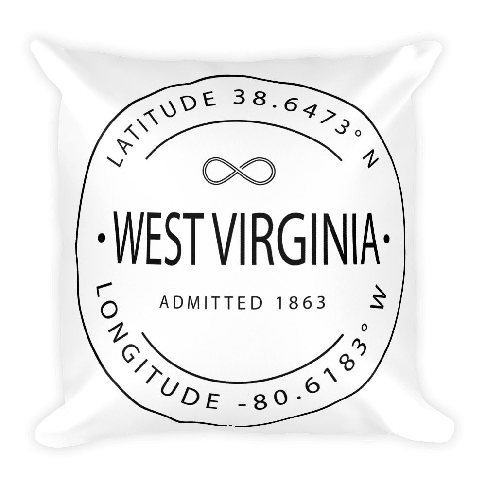 West Virginia - Throw Pillow - Latitude & Longitude