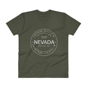 Nevada - V-Neck T-Shirt - Latitude & Longitude