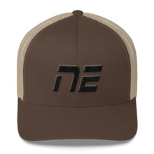 Nebraska - Mesh Back Trucker Cap - Black Embroidery - NE - Many Hat Color Options Available