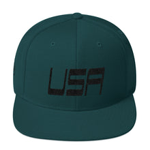 USA Designs - Embroidered Flat Brim, Snapback Hat - USA