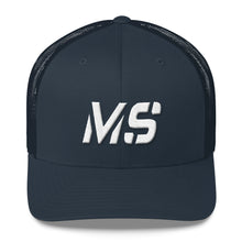 Mississippi - Mesh Back Trucker Cap - White Embroidery - MS - Many Hat Color Options Available