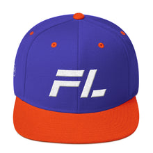 Florida - Flat Brim Hat - White Embroidery - FL - Many Hat Color Options Available