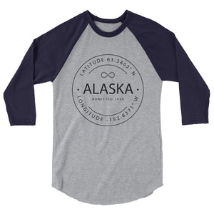 Alaska - 3/4 Sleeve Raglan Shirt - Latitude & Longitude