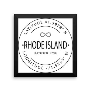 Rhode Island - Framed Print - Latitude & Longitude