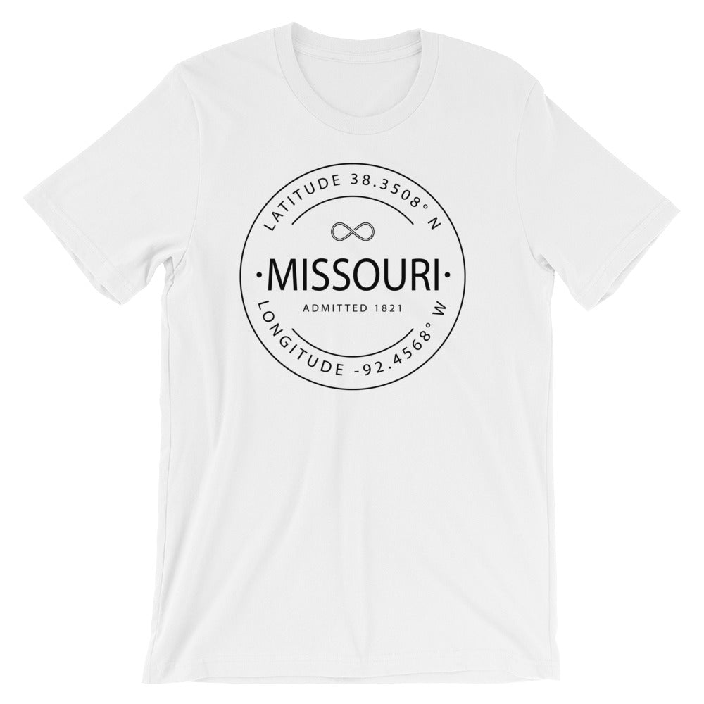 Missouri - Short-Sleeve Unisex T-Shirt - Latitude & Longitude