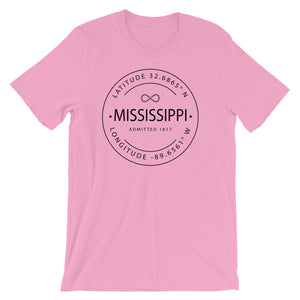 Mississippi - Short-Sleeve Unisex T-Shirt - Latitude & Longitude