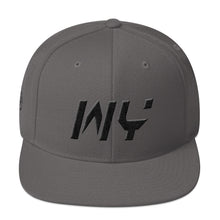 Wyoming - Flat Brim Hat - Black Embroidery - WY - Many Hat Color Options Available