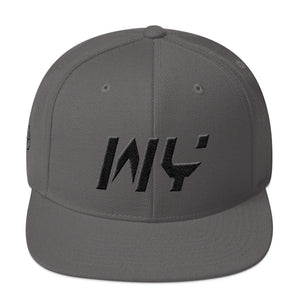 Wyoming - Flat Brim Hat - Black Embroidery - WY - Many Hat Color Options Available