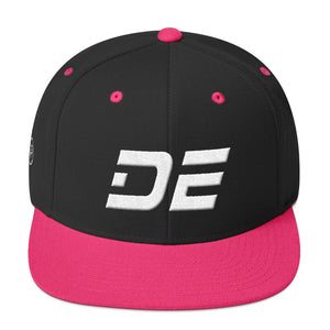 Delaware - Flat Brim Hat - White Embroidery - DE - Many Hat Color Options Available