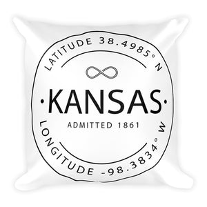 Kansas - Throw Pillow - Latitude & Longitude