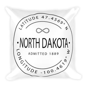 North Dakota - Throw Pillow - Latitude & Longitude