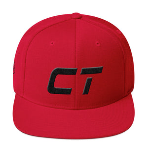 Connecticut - Flat Brim Hat - Black Embroidery - CT - Many Hat Color Options Available