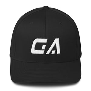 Georgia - Structured Twill Cap - White Embroidery - GA - Many Hat Color Options Available