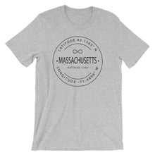 Massachusetts - Short-Sleeve Unisex T-Shirt - Latitude & Longitude