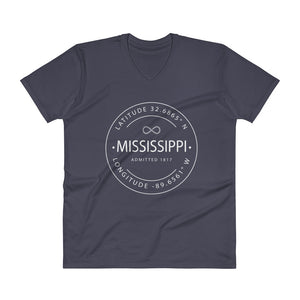 Mississippi - V-Neck T-Shirt - Latitude & Longitude