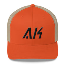 Alaska - Mesh Back Trucker Cap - Black Embroidery - AK - Many Hat Color Options Available