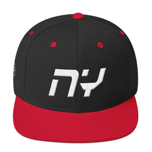 New York - Flat Brim Hat - White Embroidery - NY - Many Hat Color Options Available