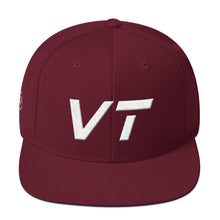 Vermont - Flat Brim Hat - White Embroidery - VT - Many Hat Color Options Available