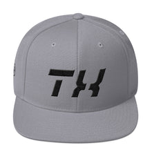 Texas - Flat Brim Hat - Black Embroidery - TX - Many Hat Color Options Available