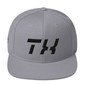 Texas - Flat Brim Hat - Black Embroidery - TX - Many Hat Color Options Available