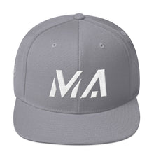Massachusetts - Flat Brim Hat - White Embroidery - MA - Many Hat Color Options Available