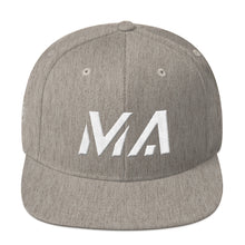 Massachusetts - Flat Brim Hat - White Embroidery - MA - Many Hat Color Options Available