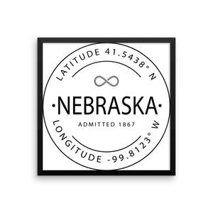 Nebraska - Framed Print - Latitude & Longitude