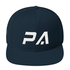 Pennsylvania - Flat Brim Hat - White Embroidery - PA - Many Hat Color Options Available