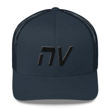 Nevada - Mesh Back Trucker Cap - Black Embroidery - NV - Many Hat Color Options Available