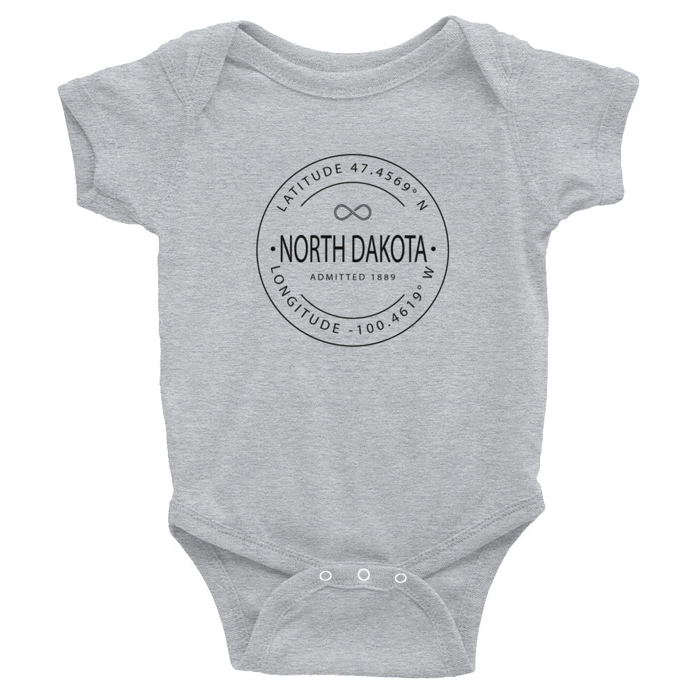 North Dakota - Infant Bodysuit - Latitude & Longitude