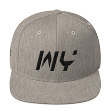 Wyoming - Flat Brim Hat - Black Embroidery - WY - Many Hat Color Options Available