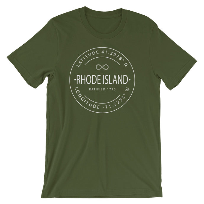 Rhode Island - Short-Sleeve Unisex T-Shirt - Latitude & Longitude